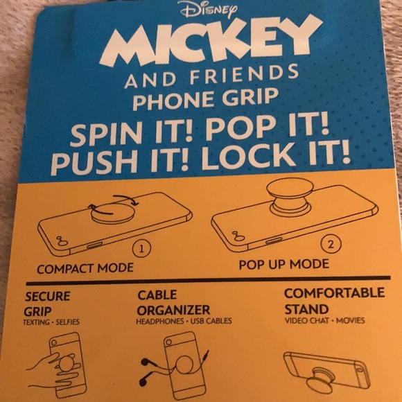 NWT Two Disney Mickey Mouse phone grip. A hand gri - Picture 8 of 9